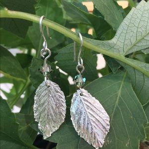NEW Fine Silver Leaf Earrings